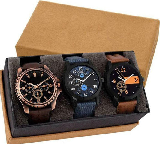 The Royal Life Analog Multicolour Dial Men's Watch Combo of 3